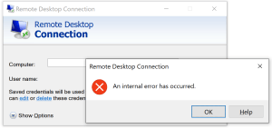 An Internal Error Has Occurred RDC